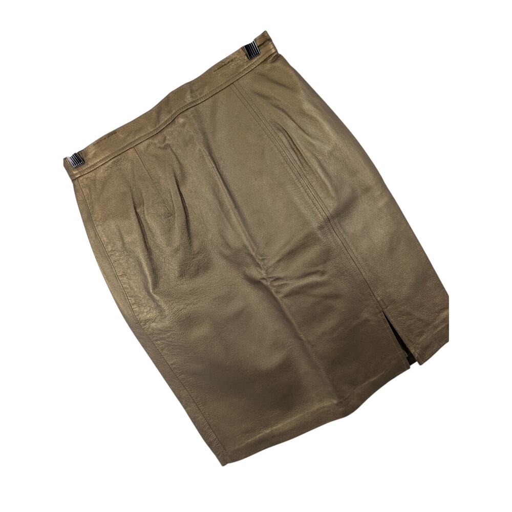 NWT! TOWER HILL COLLECTION! LUXE GOLD GENUINE LEATHER PENCIL STYLE SKIRT! SZ 10